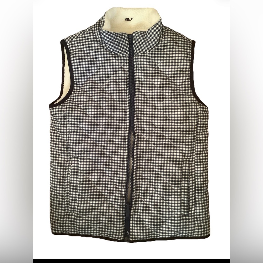 Vineyard Vines Cream Fleece Vest S 7/8 quilted reversible